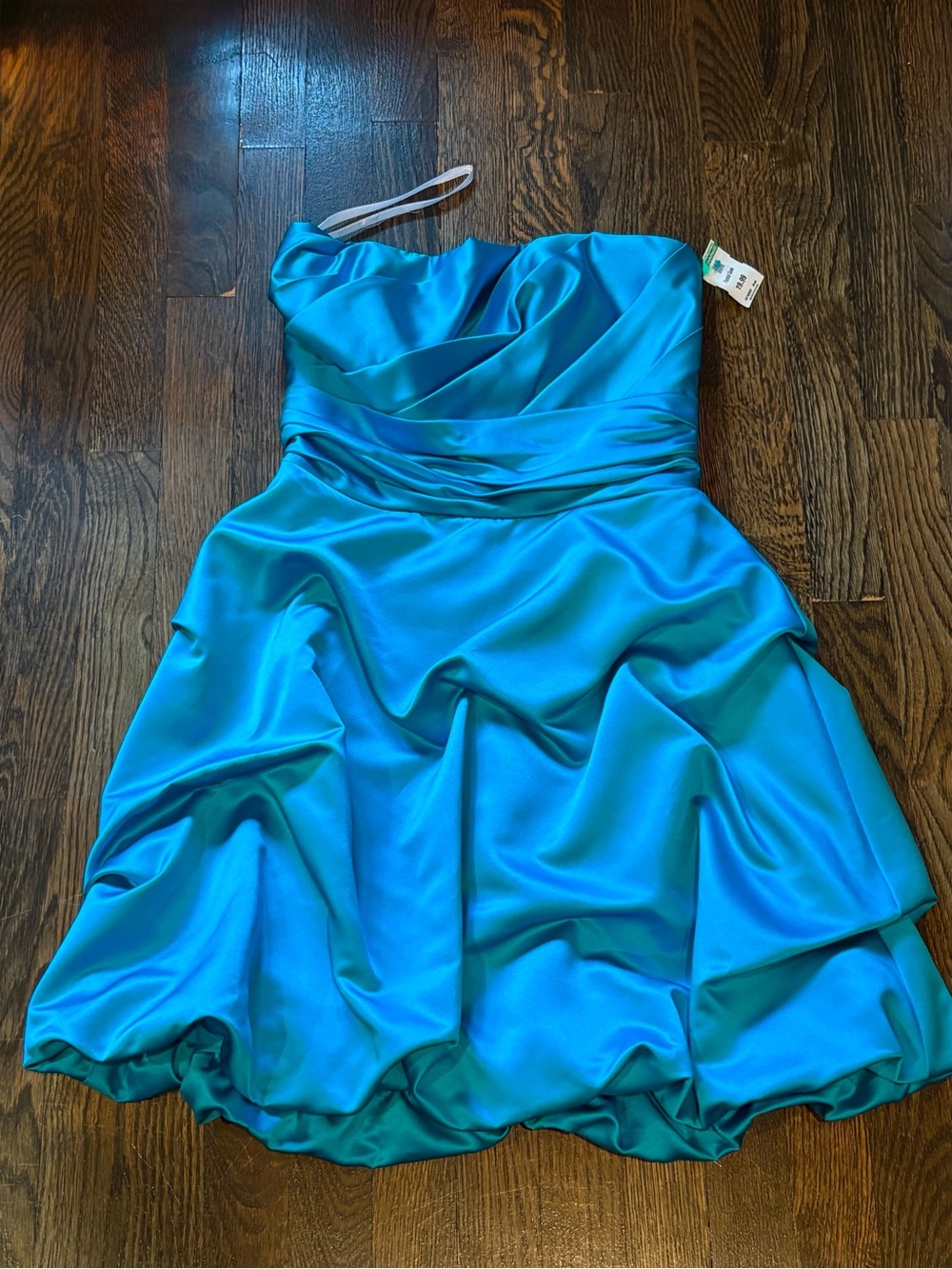 David’s Bridal Turquoise Satin High Low Formal Dress Size 8